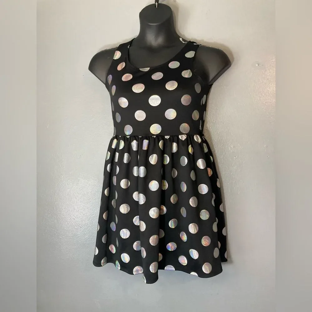 Justice Black and White Polka Dot Sundress Sleeveless
